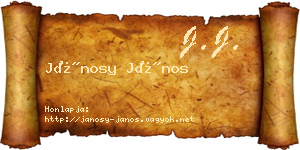 Jánosy János névjegykártya